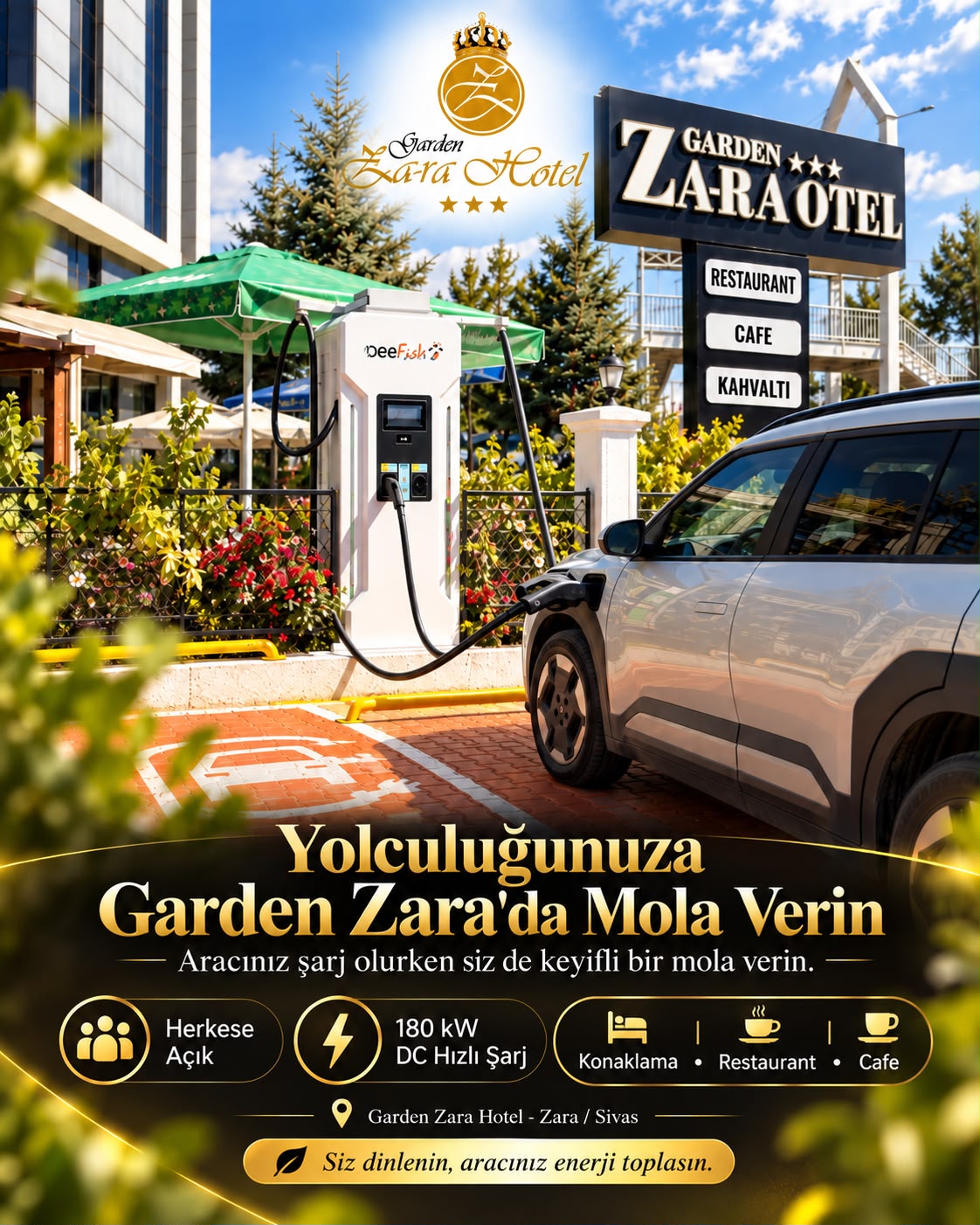 Zarada şarj istasyonu Hızlı Şarj Svas Zara