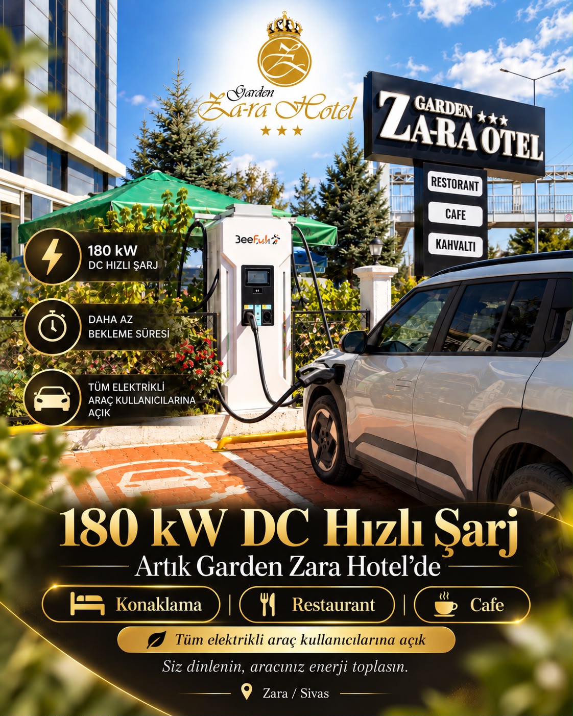 Zarada şarj istasyonu Hızlı Şarj Svas Zara